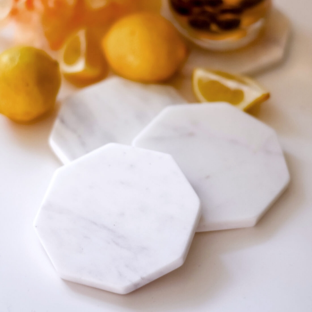 White Marble Coasters - 4 pack